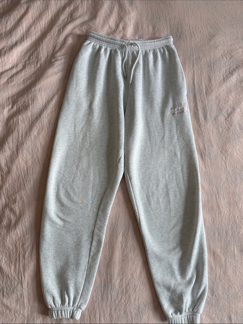 Gray white fox essentials club sweatpants